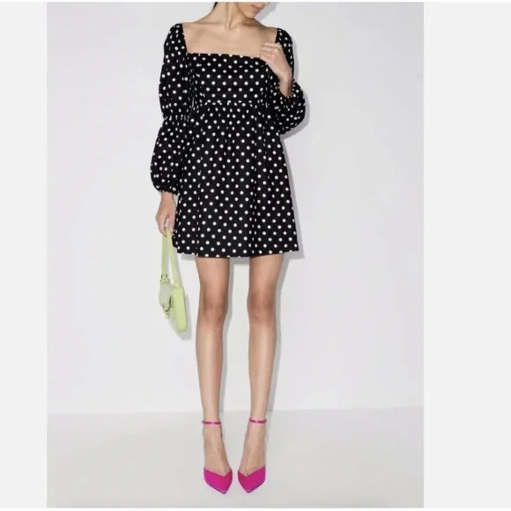 Reformation Black and White Polka Dot Mini Dress - Picture 2 of 12